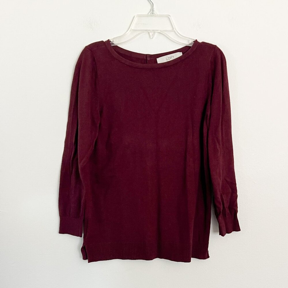 LOFT // maroon button detail back sweater XS